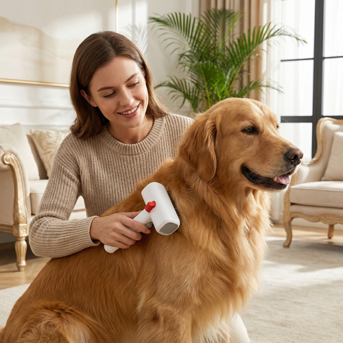 2-in-1 grooming and dematting brush for dogs and cats