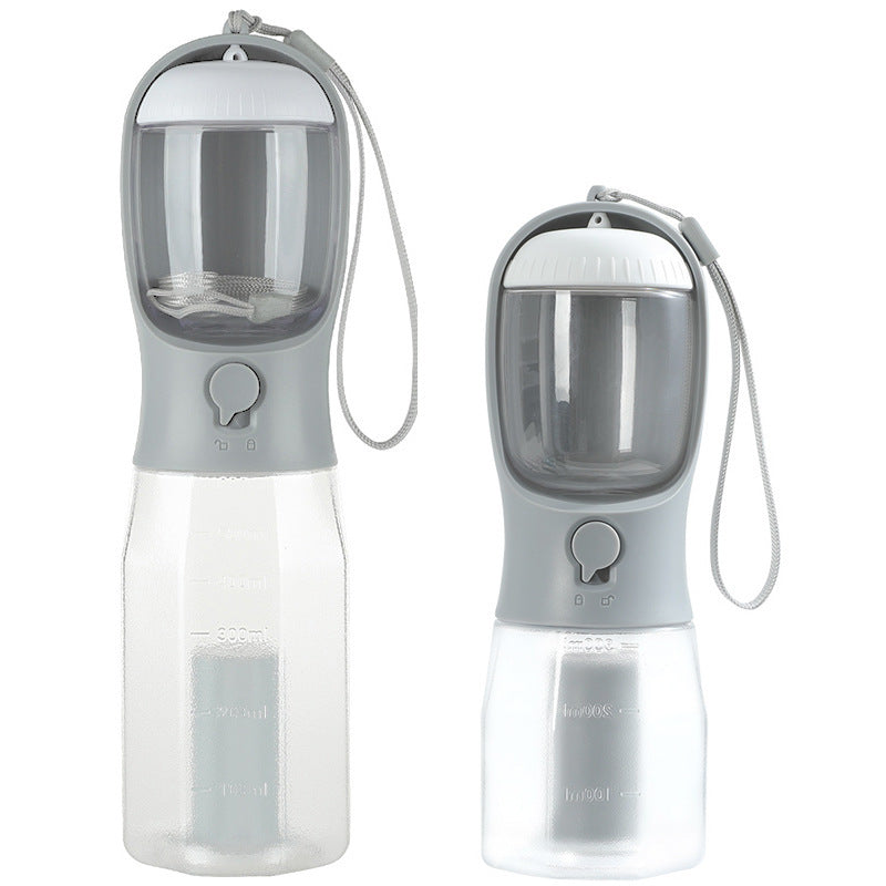 3-in-1 portable dog bottle with food container and poop bag holder