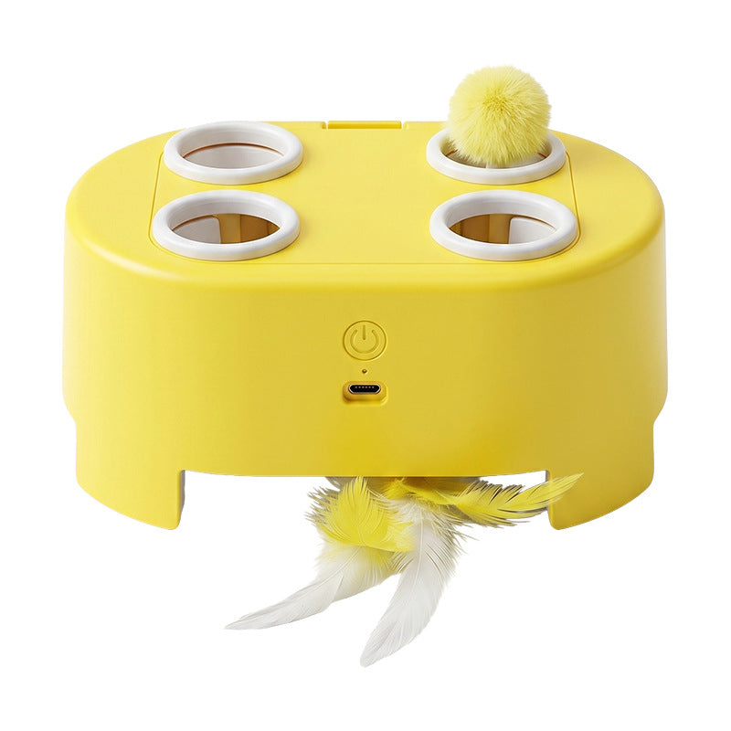 Automatic fluttering feather cat toy features