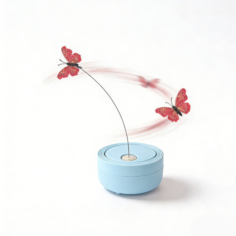Interactive butterfly spinner toy for cats