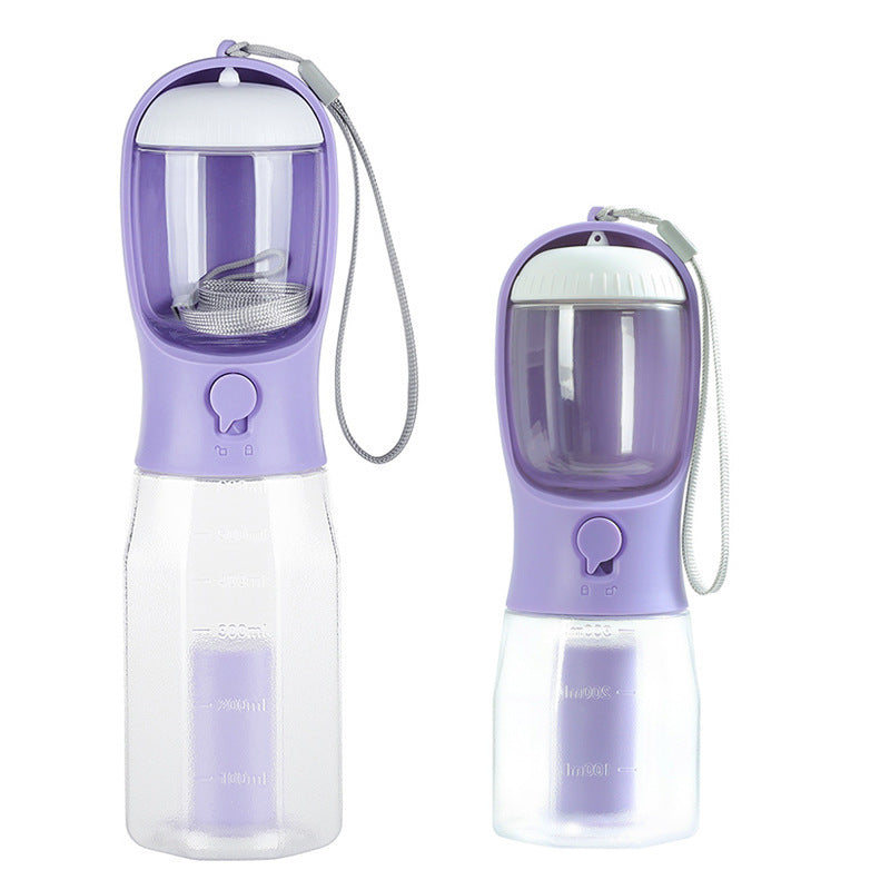 3-in-1 portable dog bottle with food container and poop bag holder