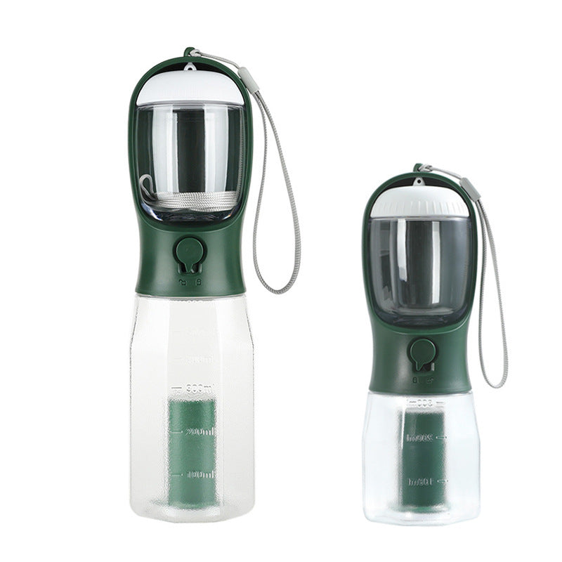 3-in-1 portable dog bottle with food container and poop bag holder