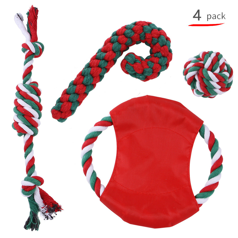 Durable knotted rope dog toy set variations