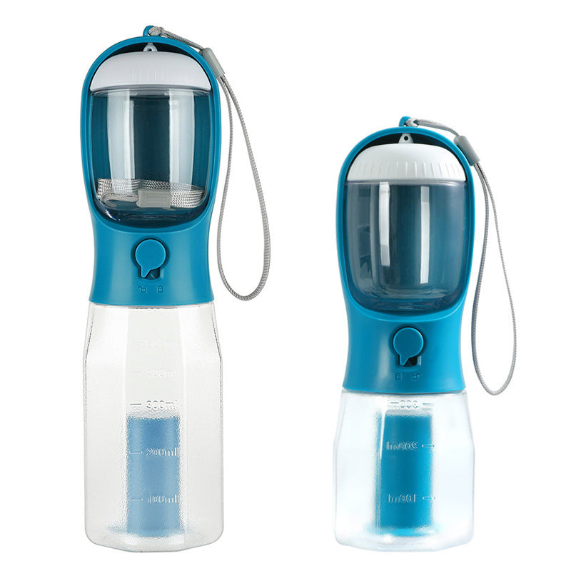 3-in-1 portable dog bottle with food container and poop bag holder