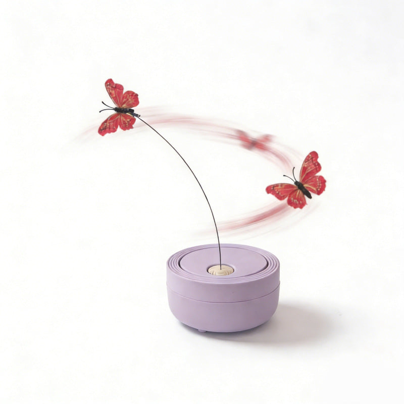 Interactive butterfly spinner toy for cats
