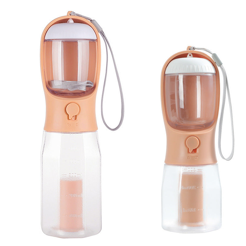 3-in-1 portable dog bottle with food container and poop bag holder