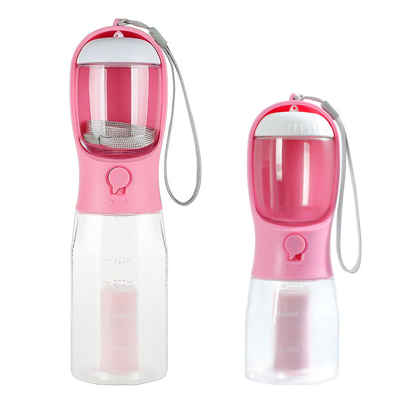 3-in-1 portable dog bottle with food container and poop bag holder