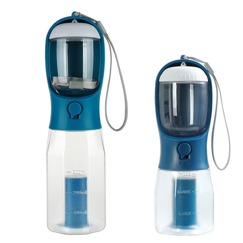 3-in-1 portable dog bottle with food container and poop bag holder