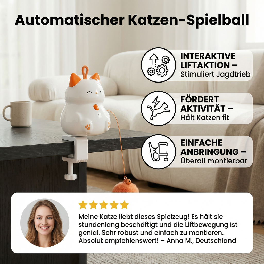 Automatic cat play ball with lift motion