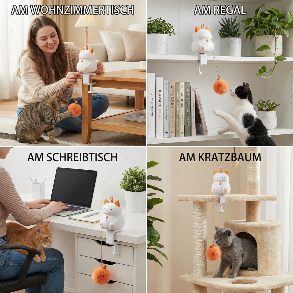 Automatic cat play ball with lift motion