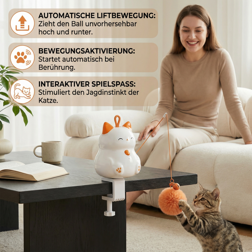 Automatic cat play ball with lift motion