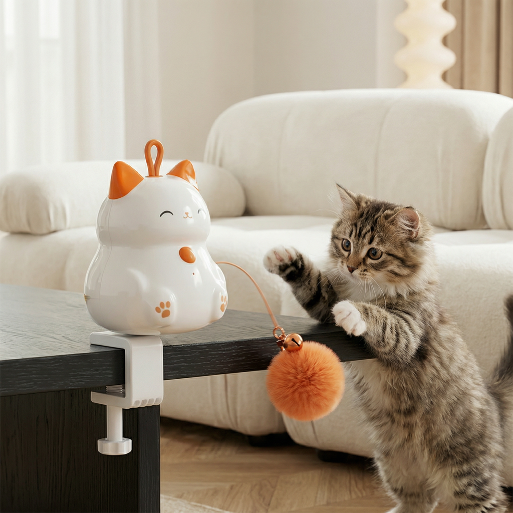 Automatic cat play ball with lift motion