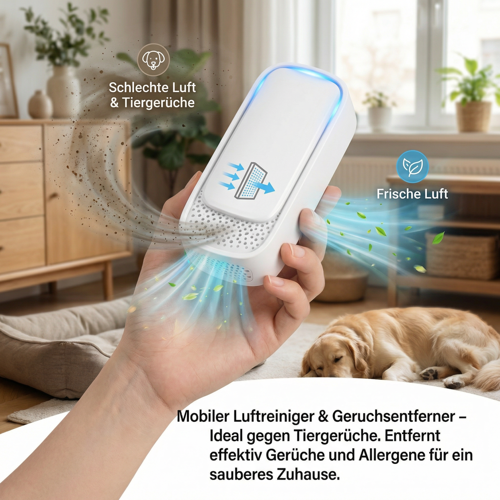 Portable air purifier and odour remover for pet smells