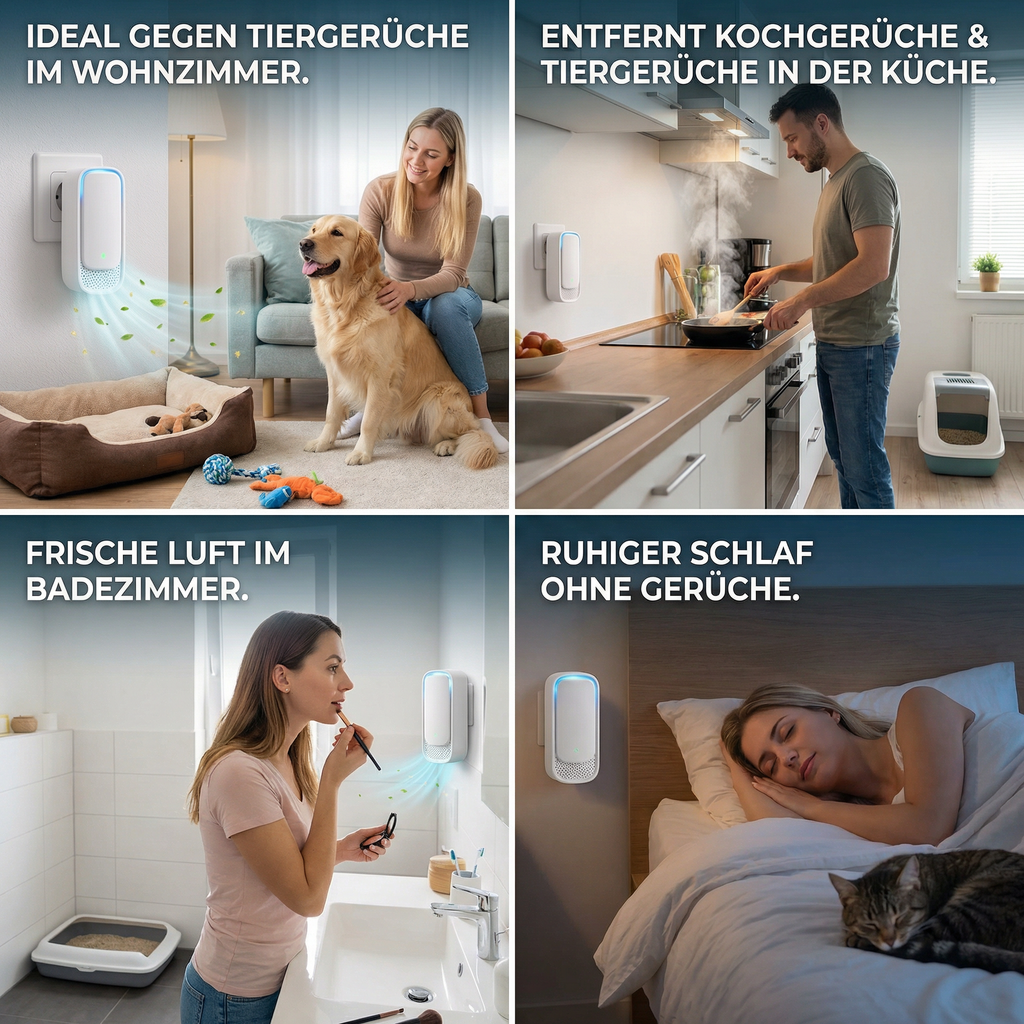 Portable air purifier and odour remover for pet smells