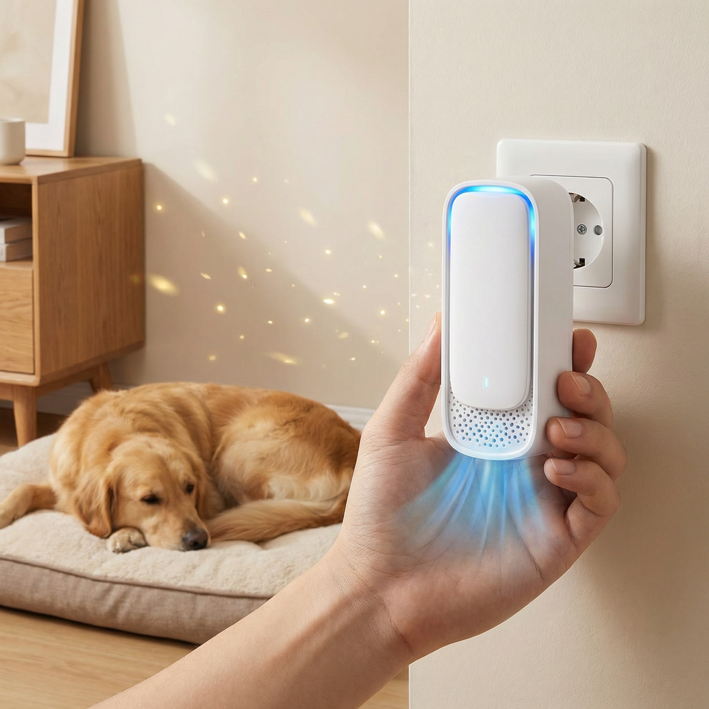 Portable air purifier and odour remover for pet smells