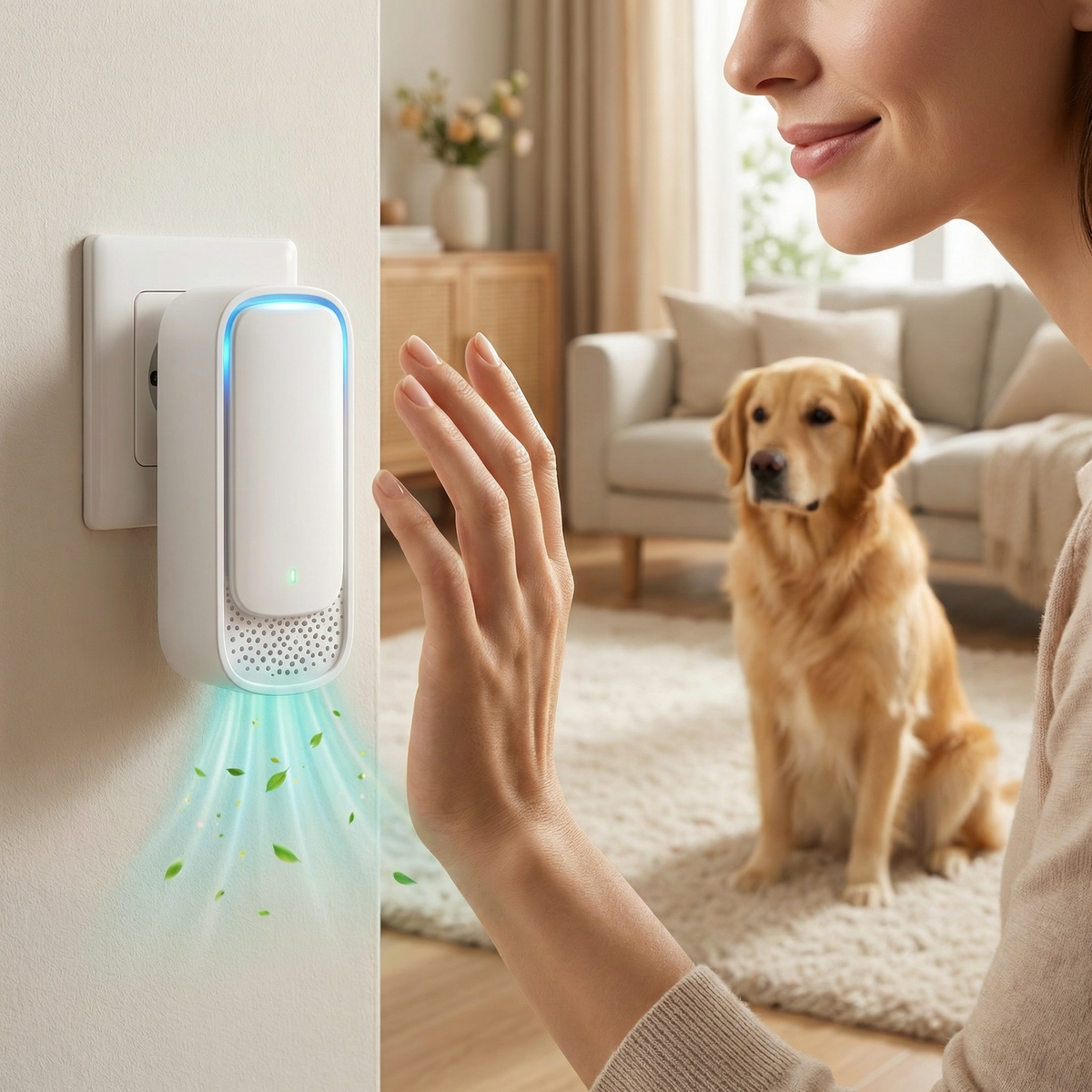 Portable air purifier and odour remover for pet smells