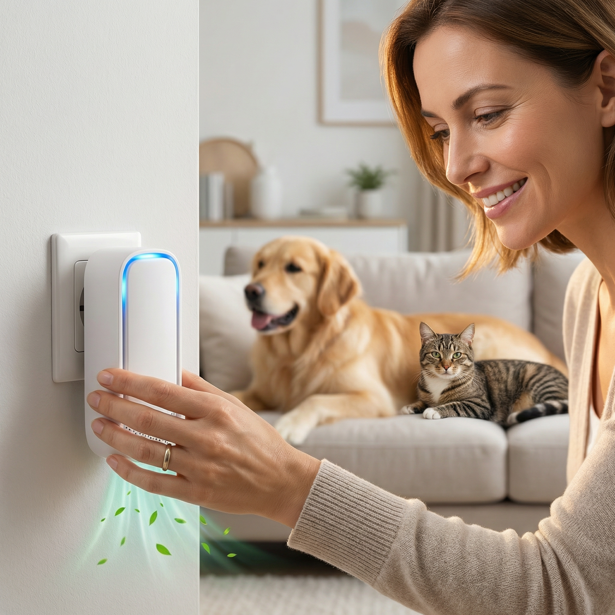 Portable air purifier and odour remover for pet smells