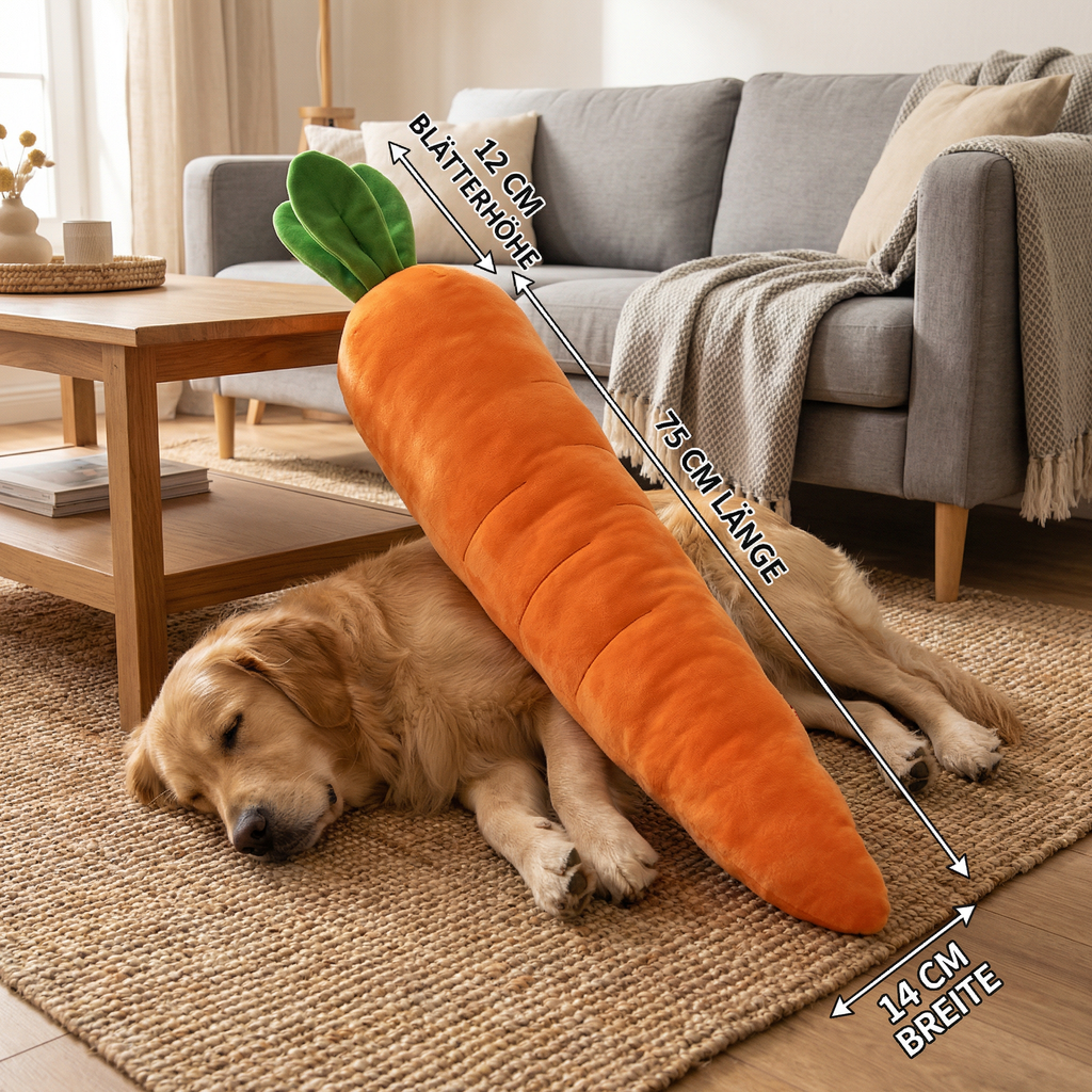 Squeaky carrot dog toy for stress relief and play