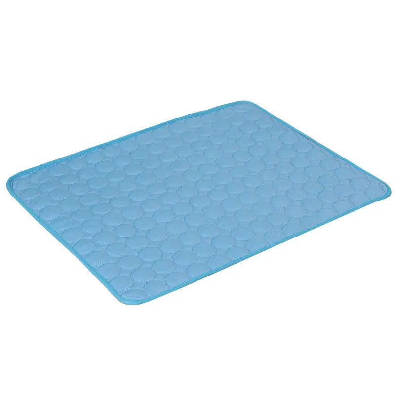 Dog lying on the CoolPaws ice-silk cooling mat