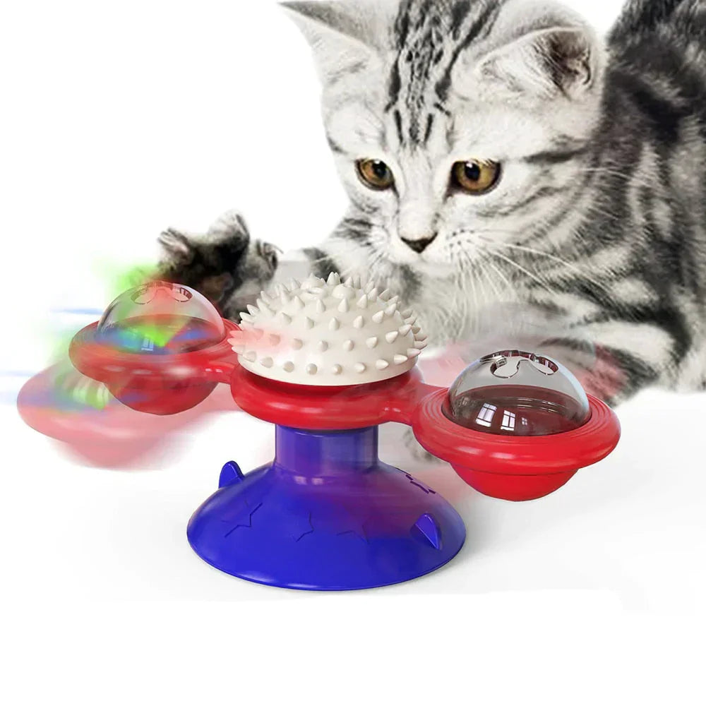 Cat playing with the DrehFix spinning toy