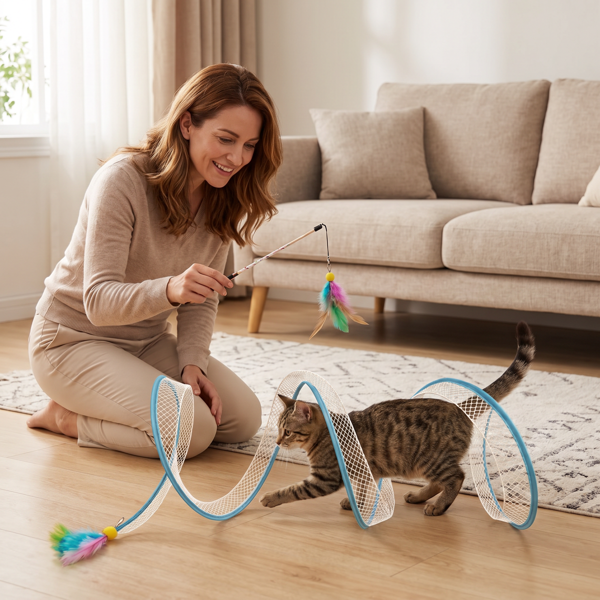 S-shaped interactive foldable cat tunnel