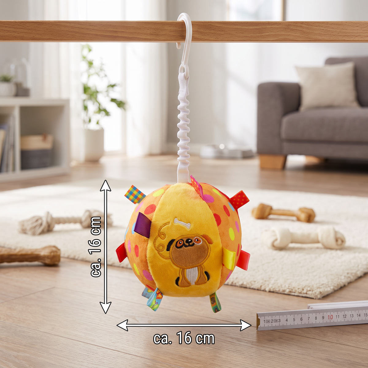 Interactive Hanging Dog Toy with Elastic Play Rope &amp; Hook
