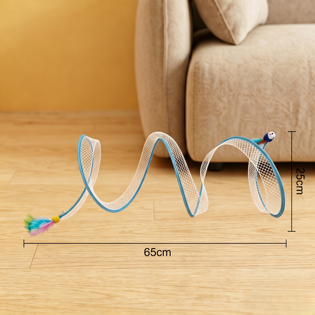 S-shaped cat tunnel in blue