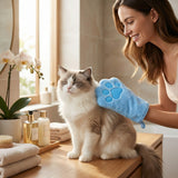 Pet grooming microfibre glove for cats