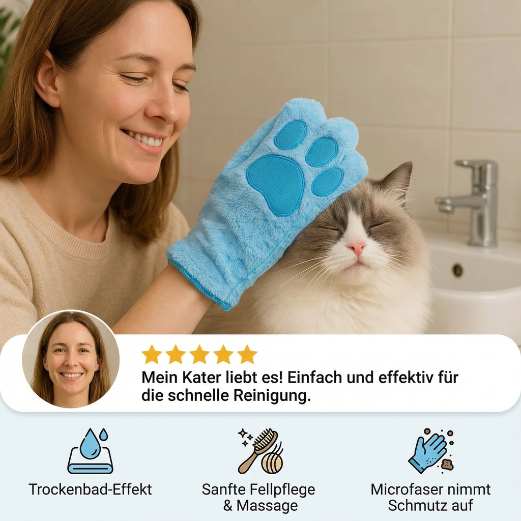Pet grooming microfibre glove for cats