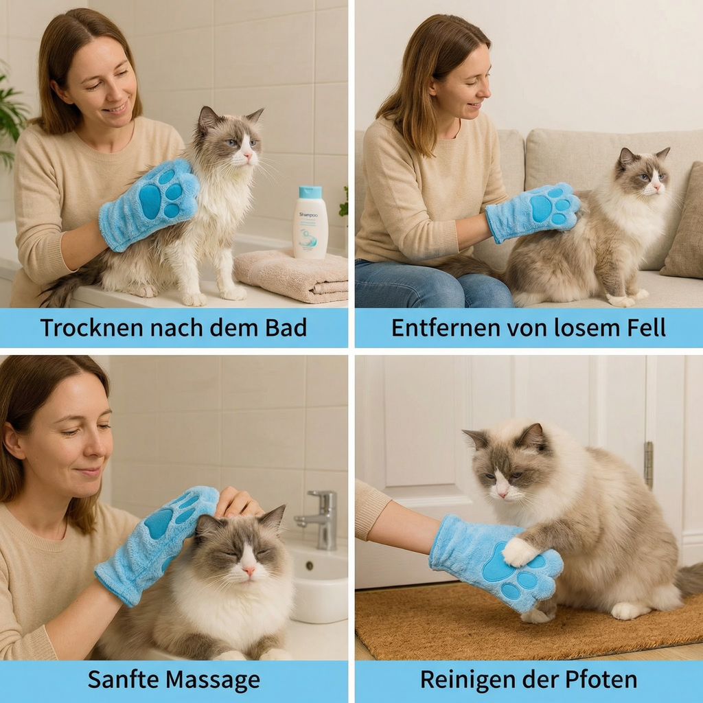 Pet grooming microfibre glove for cats