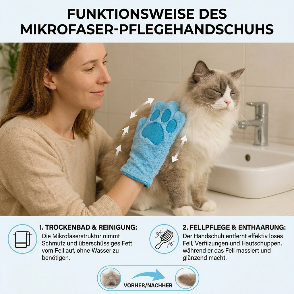 Pet grooming microfibre glove for cats