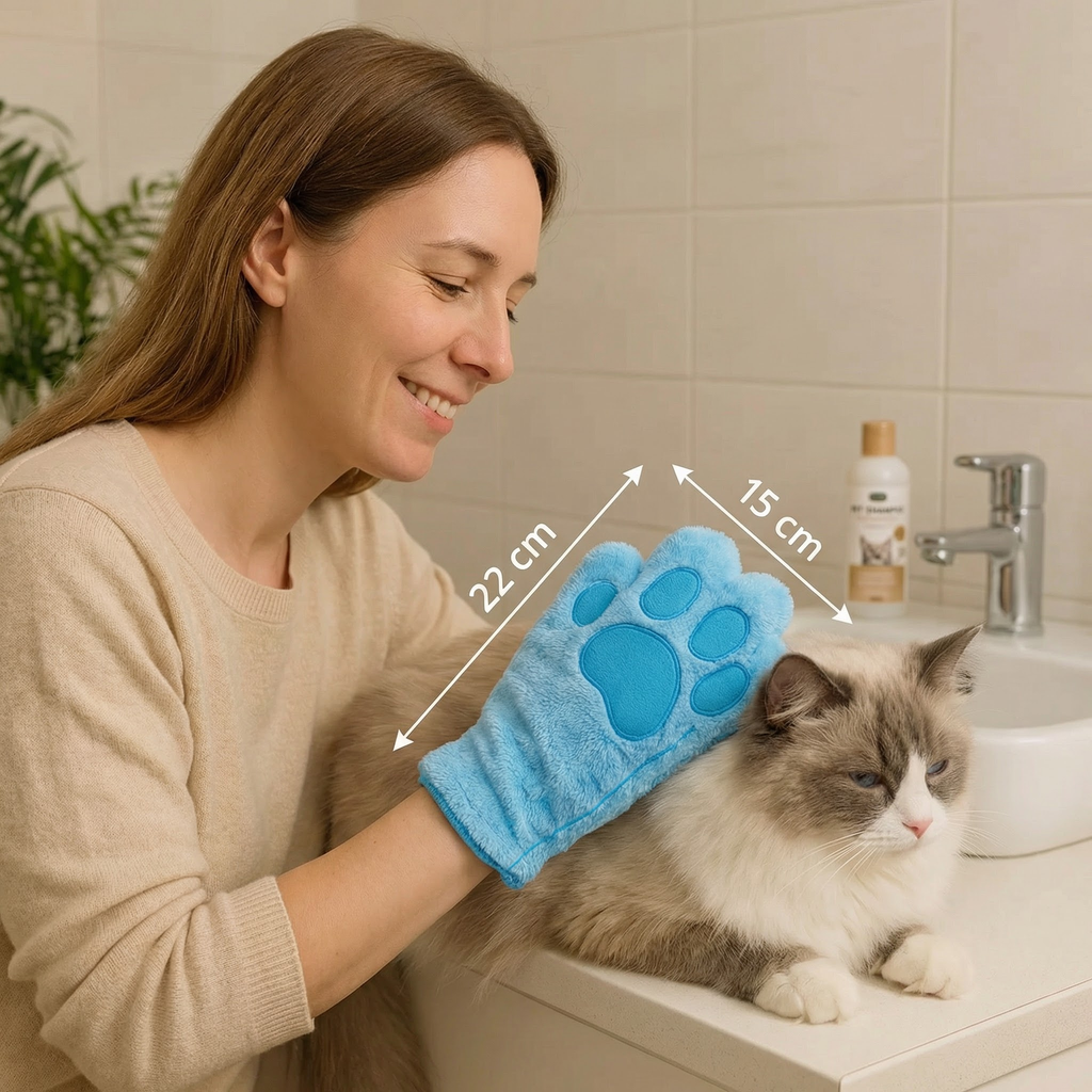 Pet grooming microfibre glove for cats