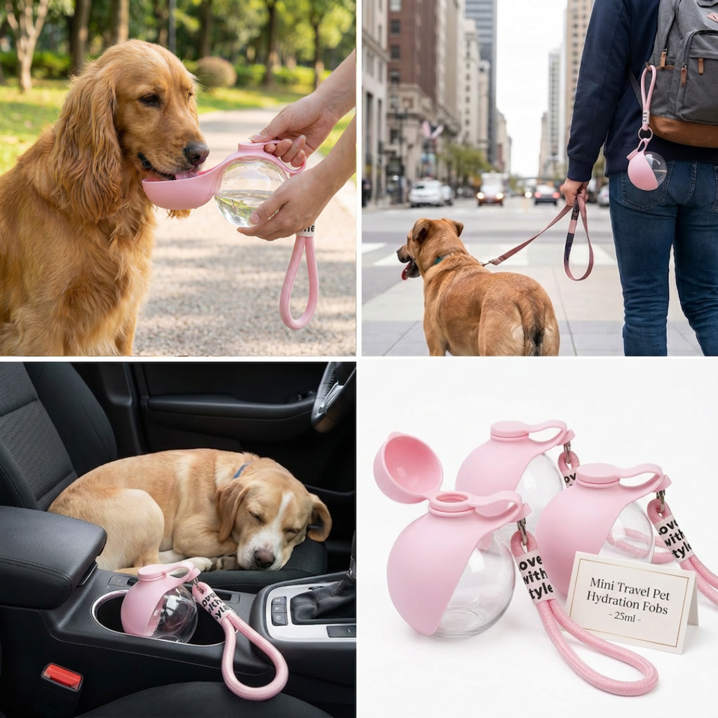 Sphere 2-in-1 leak-proof dog water bottle with silicone bowl