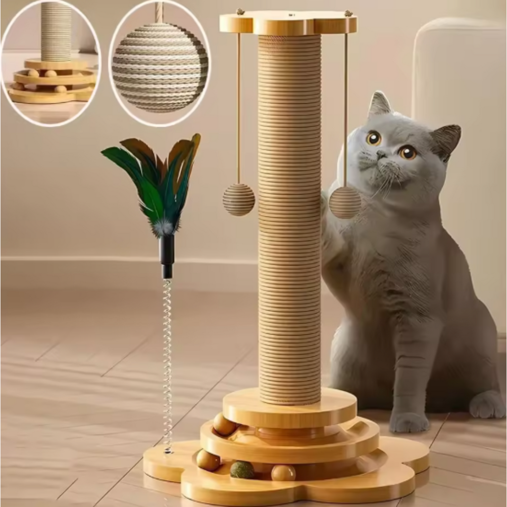 WoodPounce wooden cat ball toy