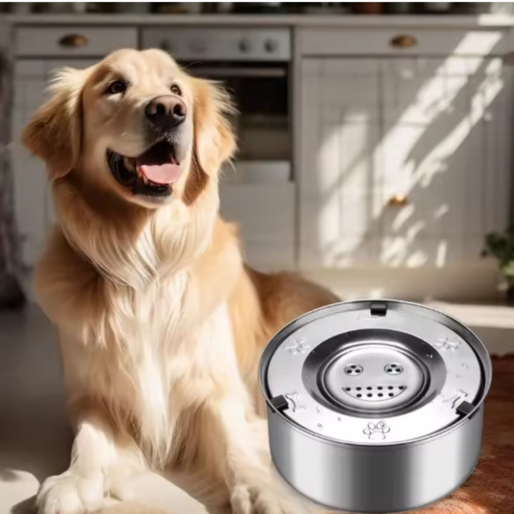 HydroPaw stainless steel anti-spill dog water bowl
