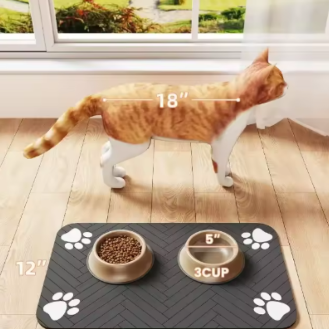 Absorbent pet bowl mat for food and water