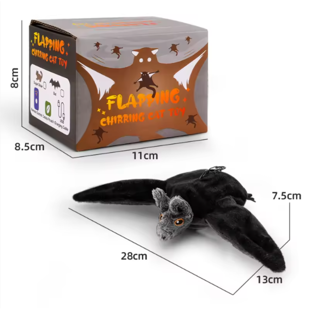USB-rechargeable flapping bat pet toy