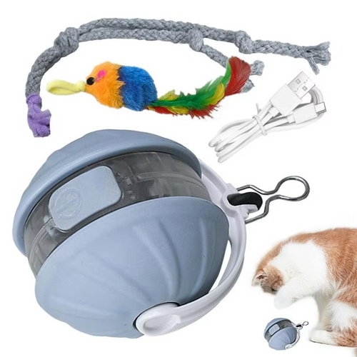 3-in-1 interactive cat laser ball with feather tail