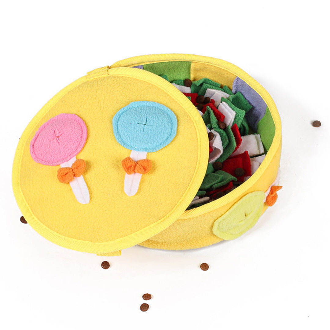 Pet foraging in the snuffle box