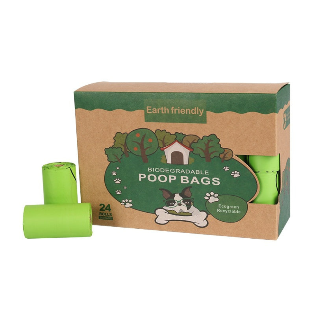 Cornstarch dog poop bags on a roll