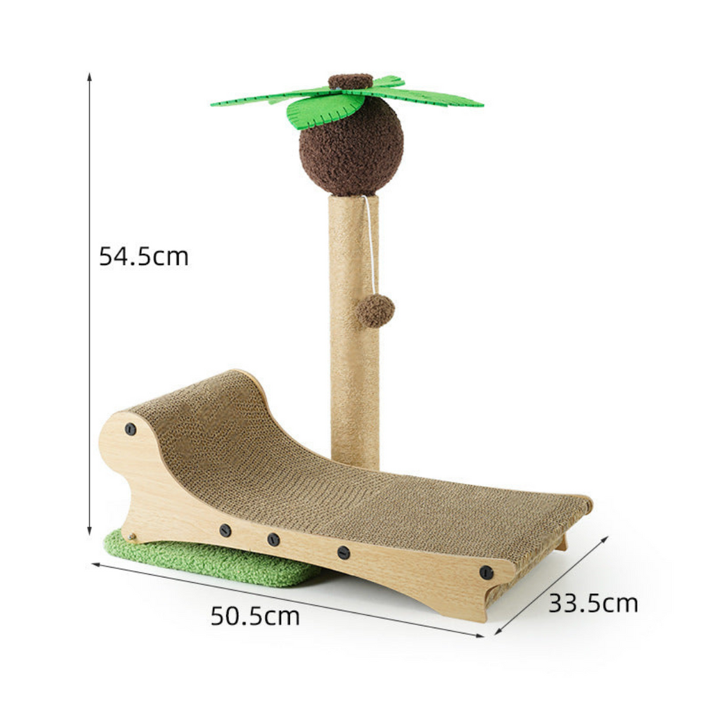 Palm tree cat scratcher with dangling toy