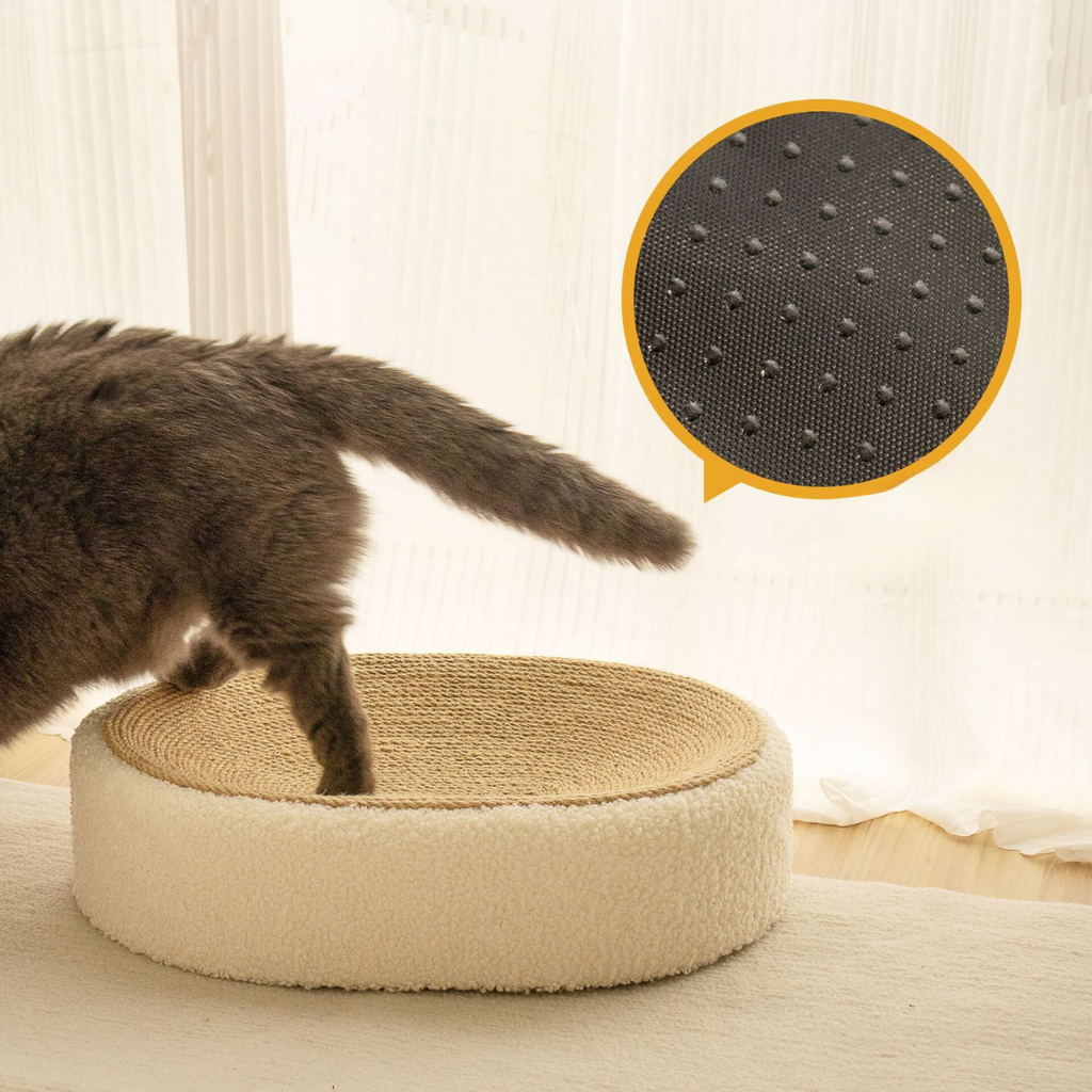 Cat scratching the sisal bed surface