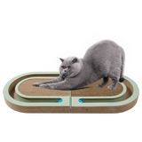 Cardboard cat scratch and play bed with ball track