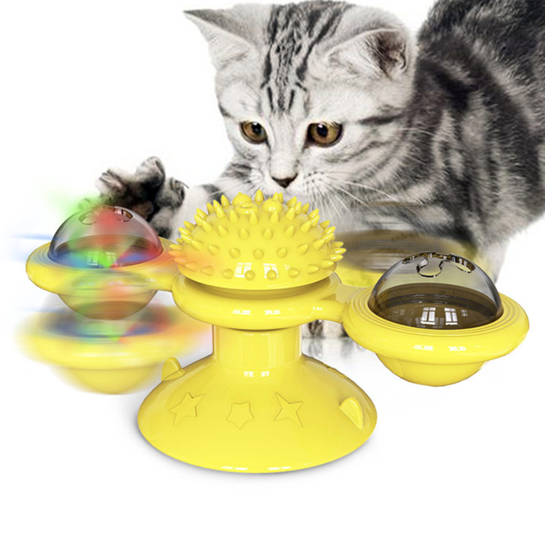 Cat carousel spinner treat toy colours