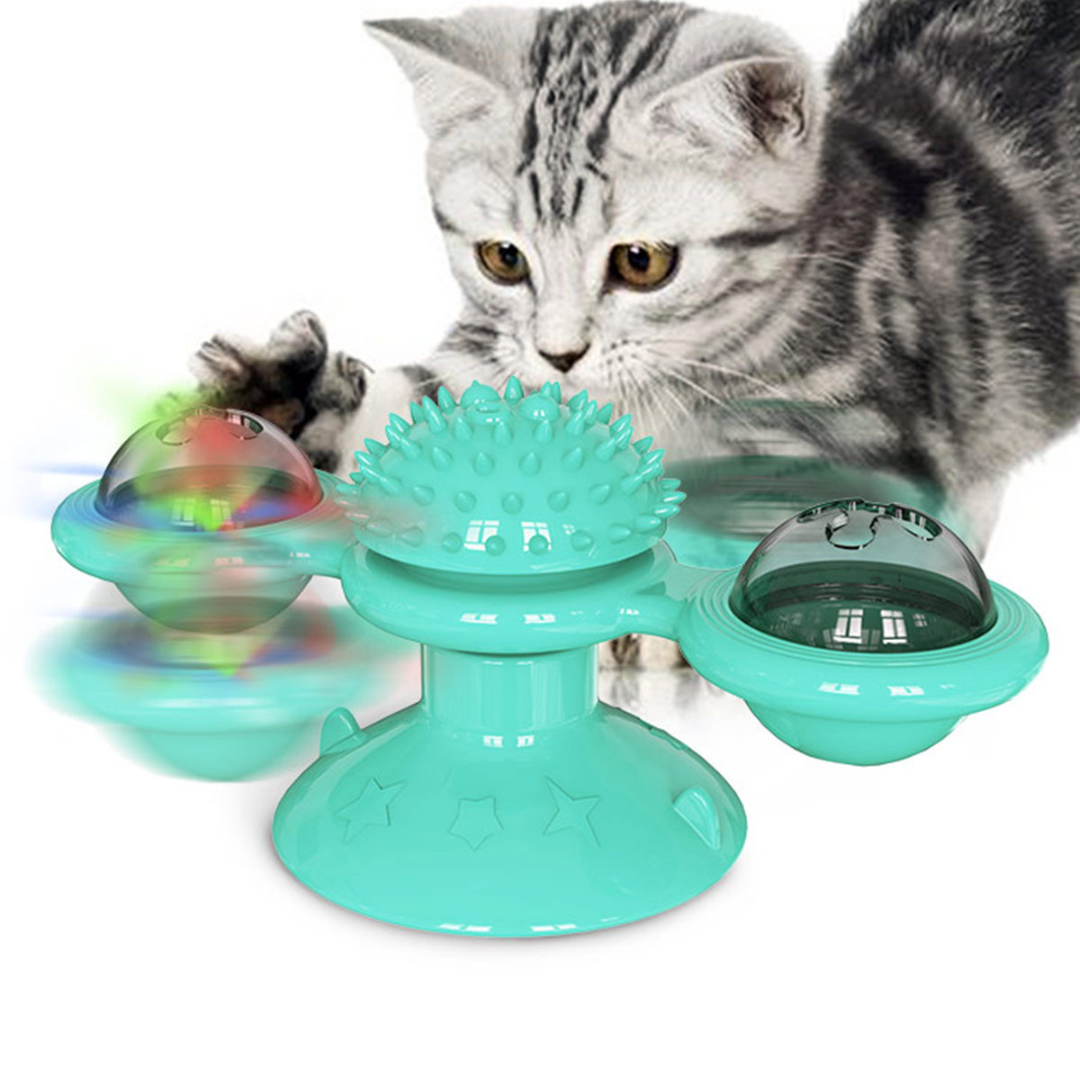 Cat carousel spinner treat toy