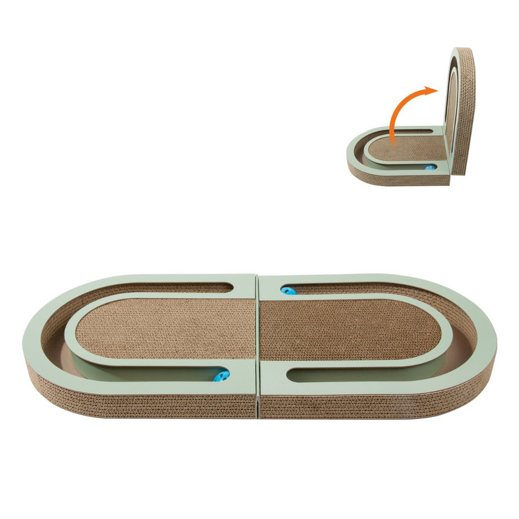 Cardboard cat scratch and play bed detail