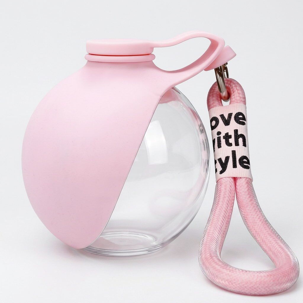 Sphere 2-in-1 leak-proof dog water bottle with silicone bowl
