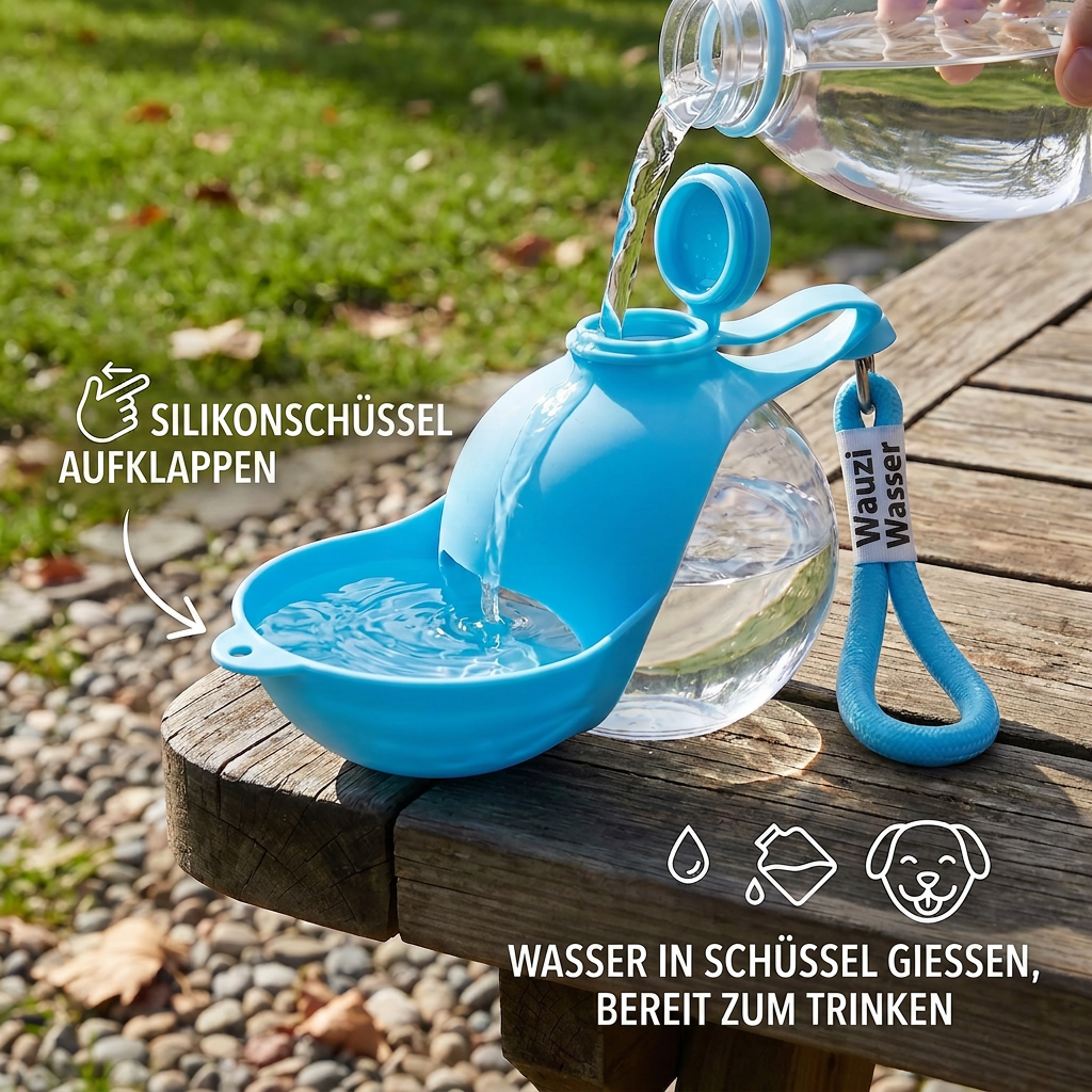 Sphere 2-in-1 leak-proof dog water bottle with silicone bowl