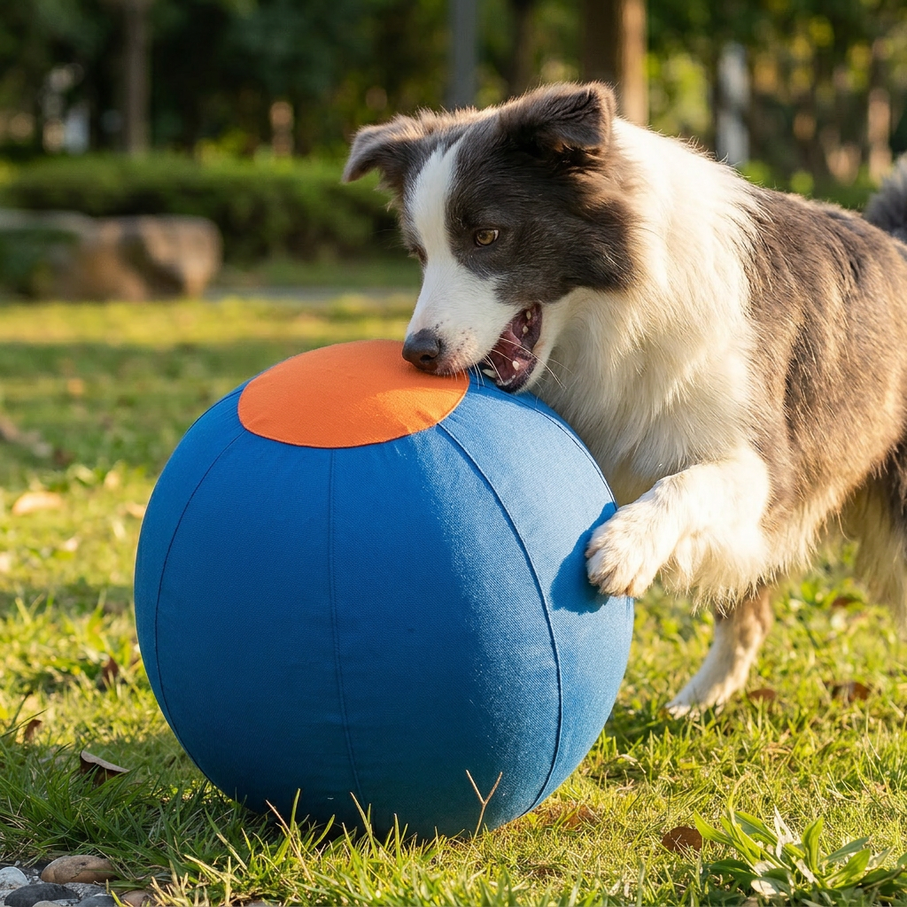Durable training ball with cover for dogs
