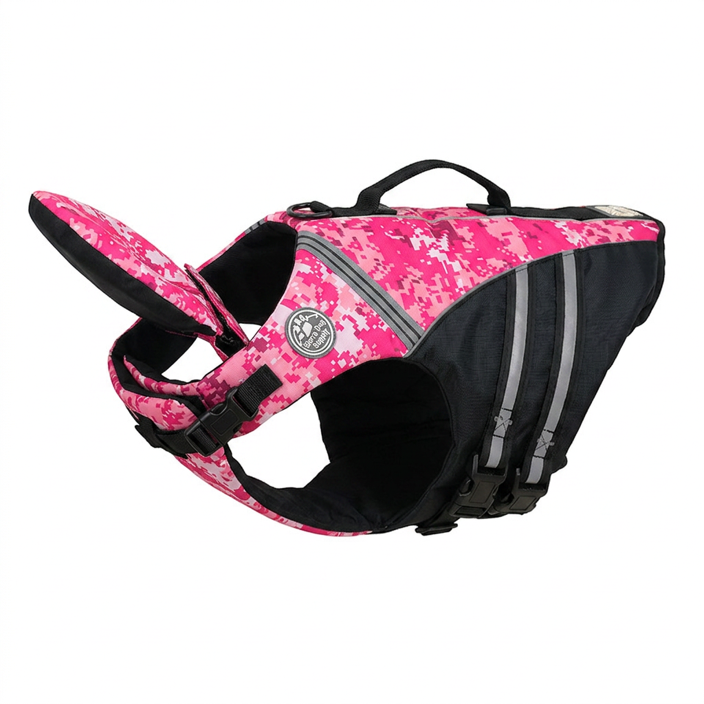 Dog life jacket in blue camo